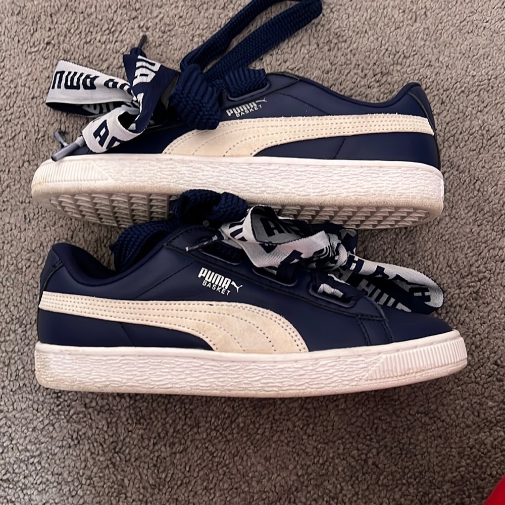 Navy blue puma sneakers